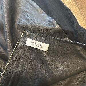 Barney's New York Black Leather pencil skirt